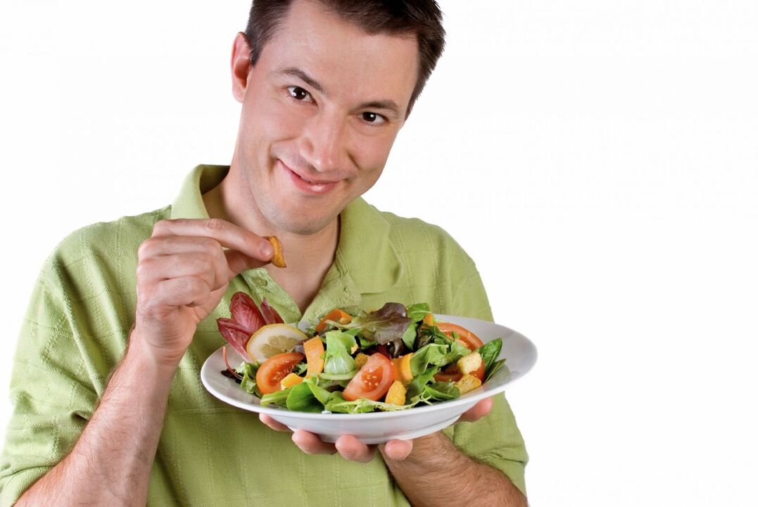 a person who eats a vegetable salad for potency