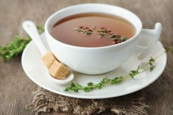 The impoishaded tea made of thyme